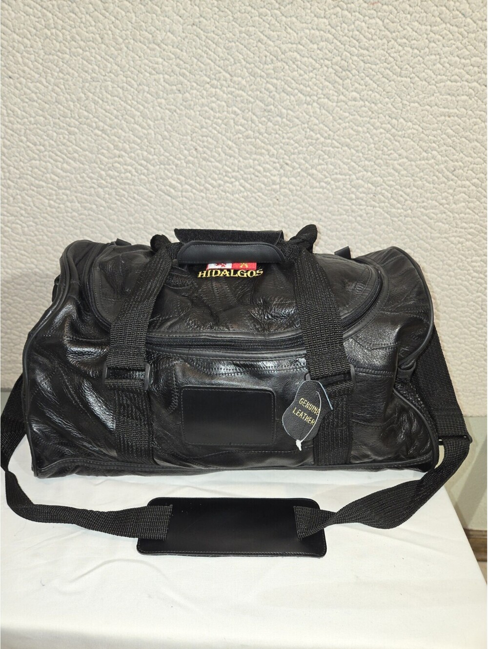 Duffel Bag All Leather Branded As Hidalgos Black With Canvas Carry Straps And...